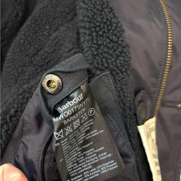 Barbour Barkston Deep Navy Wool Blend Men’s Jacket Small to Medium Heritage - Picture 6 of 16